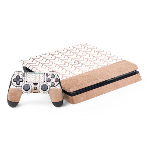 Rose Gold Herringbone PlayStation PS4 Skins